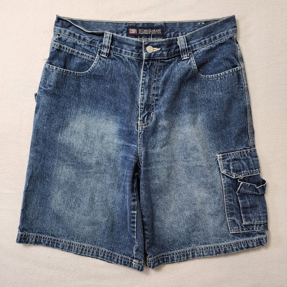 Vintage Y2k Faded Glory Baggy Jorts Mens 34 Blue Fade Carpenter Skater Grunge